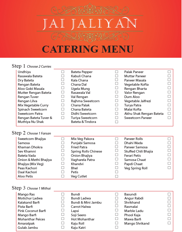 OUR CATERING MENU